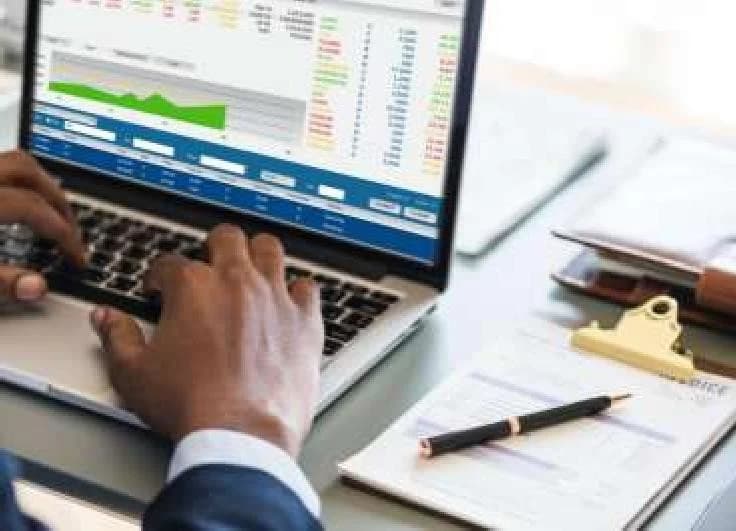 A researcher reviewing a spreadsheet and analytical charts